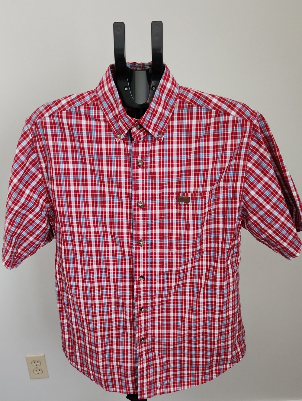 Men's Carhartt Red Plaid Short-Sleeve Button-Down Shirt Size M